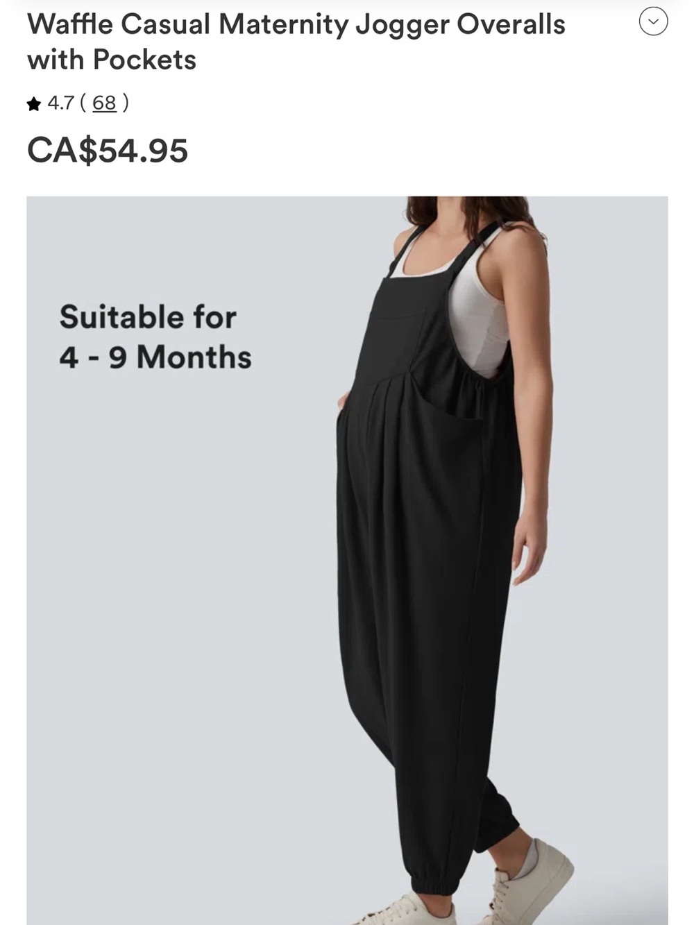 Halara Waffle Casual Maternity Jogger Overalls with Pockets - NWOT